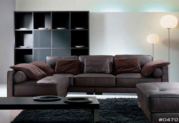 Modern Leather Sectional Couch with Deep Seating