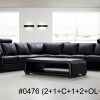 Modern Black Leather L Shape Sofa Set with Ottoman