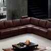 Modern Black Leather L Shape Sofa Set with Ottoman