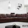 Modern Black Leather L Shape Sofa Set with Ottoman