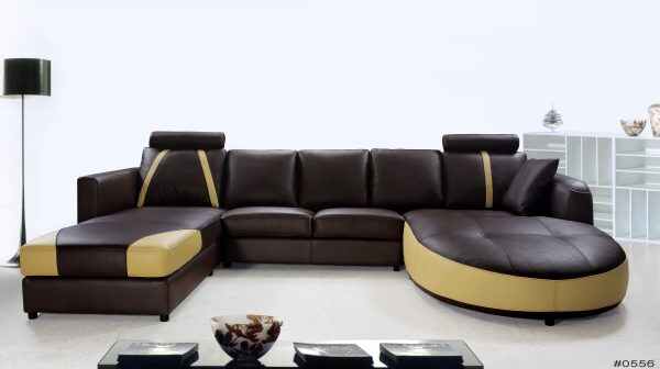 U Shaped Sofa Modern Leather Sectional Couch for Living Room