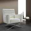 Leather Chairs Modern White Armchair with Metal Base