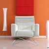 Leather Chairs Modern White Armchair with Metal Base