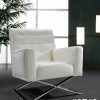 Leather Chairs Modern White Armchair with Metal Base