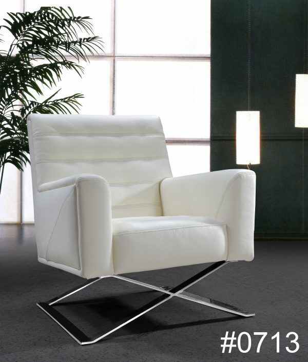 Leather Chairs Modern White Armchair with Metal Base