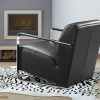 Comfortable Chairs for Bedroom Black Leather Armchair with Metal Frame