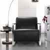 Comfortable Chairs for Bedroom Black Leather Armchair with Metal Frame