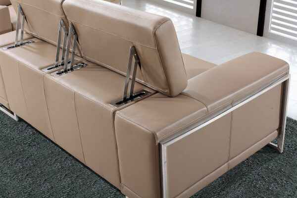 White Leather Modern 3 Seater Sofa with Stainless Steel Legs