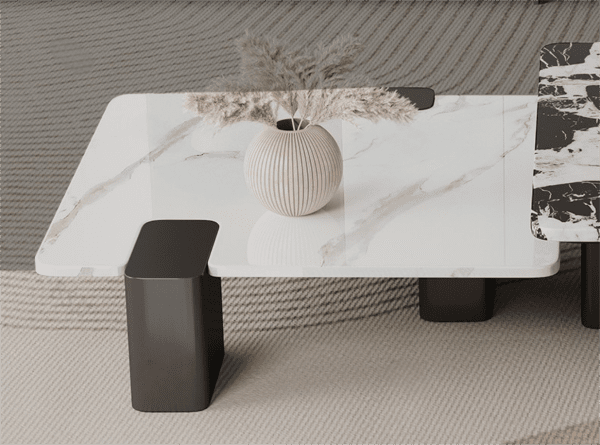 Modern Marble Coffee Table Elegant Dual Tone