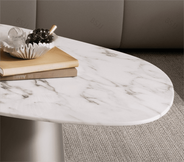 Marble Coffee Tables Set Modern Oval Design