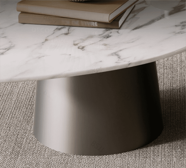 Marble Coffee Tables Set Modern Oval Design