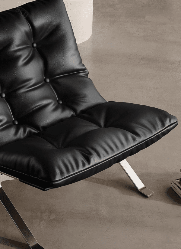 Chairs for Small Spaces Modern Black Leather Lounge Chair with Metal Legs
