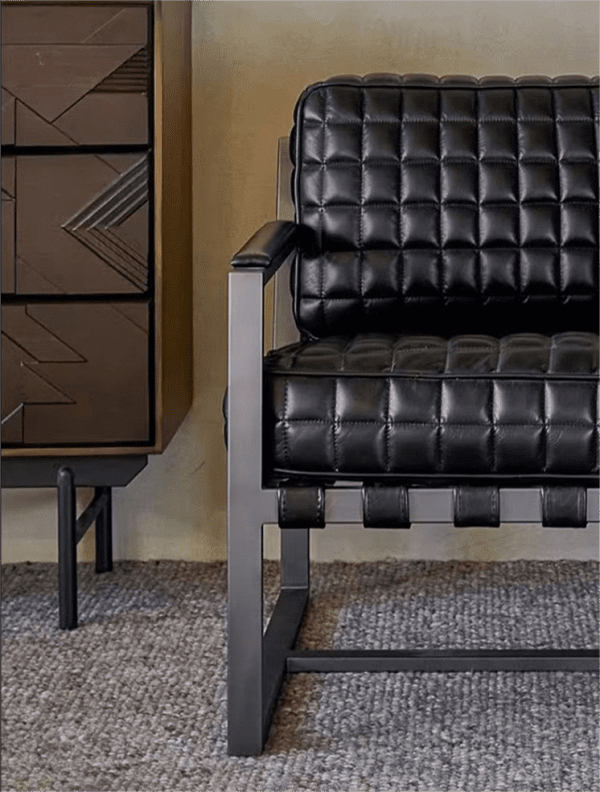 Chair With Leather and Metal Frame