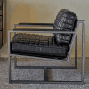 Chair With Leather and Metal Frame