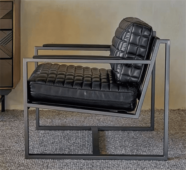 Chair With Leather and Metal Frame