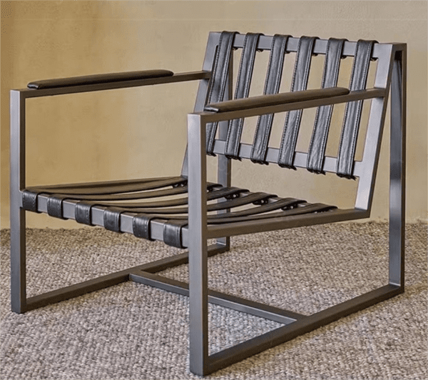 Chair With Leather and Metal Frame