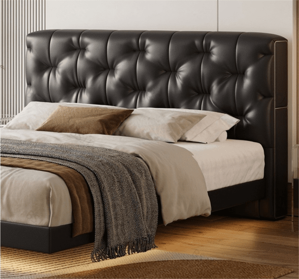 Upholstered Platform Bed with Tufted Headboard