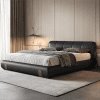 Single Bed Modern Minimalist Style with Upholstered Headboard