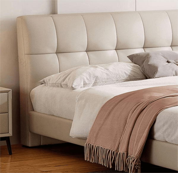 California King Bed Frame with Headboard in Modern Upholstered Design