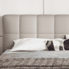 Bed Frame California King with Upholstered Headboard and Sturdy Wood Slats
