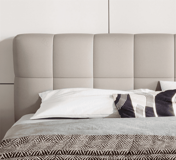 Bed Frame California King with Upholstered Headboard and Sturdy Wood Slats