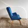 Modern Blue Velvet Chair with Ottoman