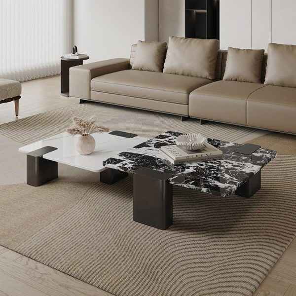 Modern Marble Coffee Table Elegant Dual Tone