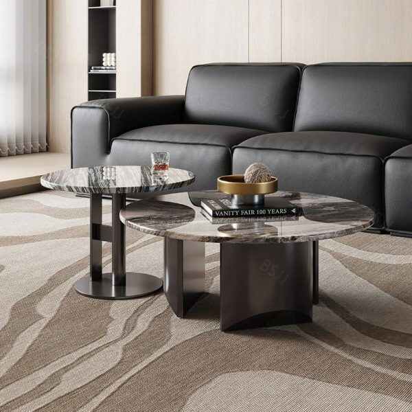 Modern and Elegant Living Room Black Leather Sofa