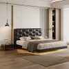 Upholstered Platform Bed with Tufted Headboard