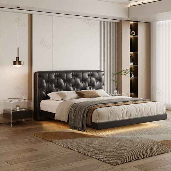 Upholstered Platform Bed with Tufted Headboard