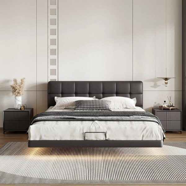Twin XL Bed Upholstered Modern Platform Bed Frame with Headboard