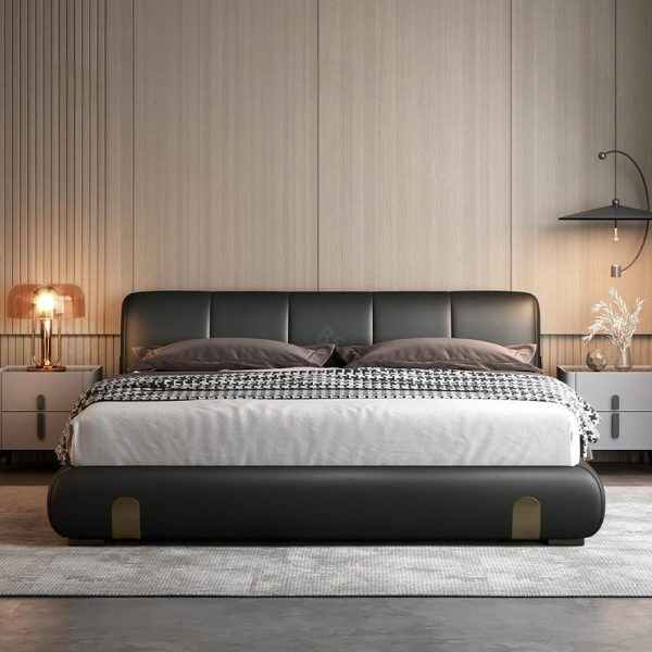 Single Bed Modern Minimalist Style with Upholstered Headboard