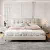 California King Bed Frame with Headboard in Modern Upholstered Design