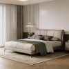 King Size Platform Bed with Upholstered Headboard and Wooden Frame