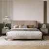 King Size Platform Bed with Upholstered Headboard and Wooden Frame