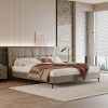 Upholstered Bed Frame Queen with Padded Headboard and Modern Design