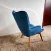 Modern Blue Velvet Chair with Ottoman