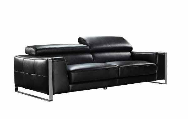 Modern Black Leather Settee Sofas for Living Room