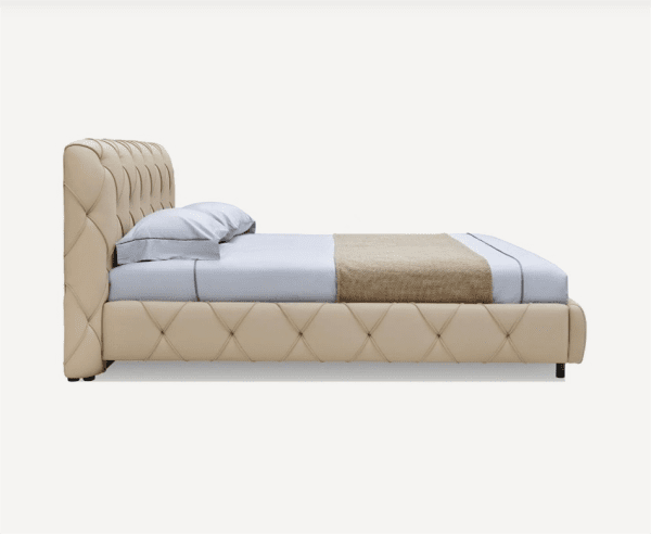 Bed Frame Solid Wood Upholstered Style