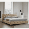 Bed Frame Solid Wood Upholstered Style