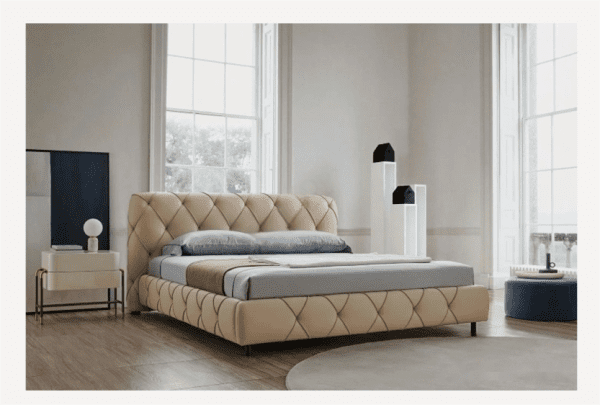 Bed Frame Solid Wood Upholstered Style