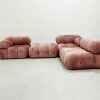 Modular Sectional Sofa in Soft Blush Velvet Tufted Design