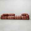 Modular Sectional Sofa in Soft Blush Velvet Tufted Design