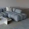 Best Sectional Sofa in Modern Cloud Grey Tufted Low Profile Design
