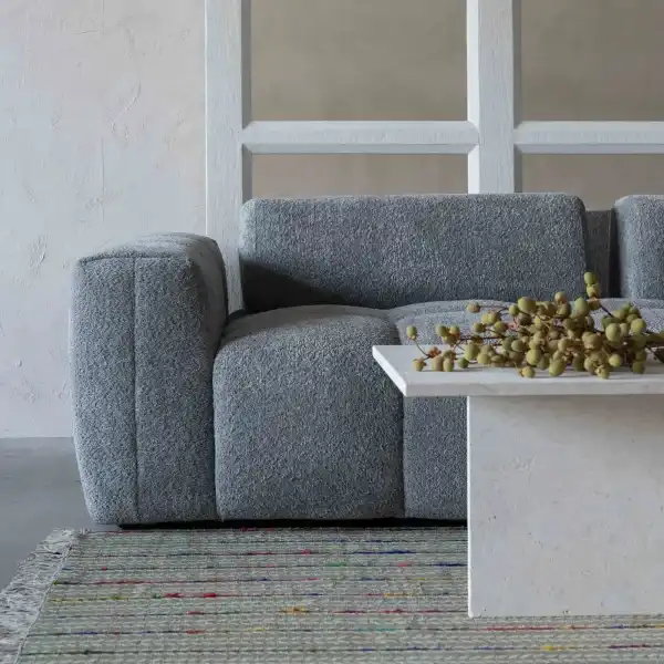 Best Sectional Sofa in Modern Cloud Grey Tufted Low Profile Design