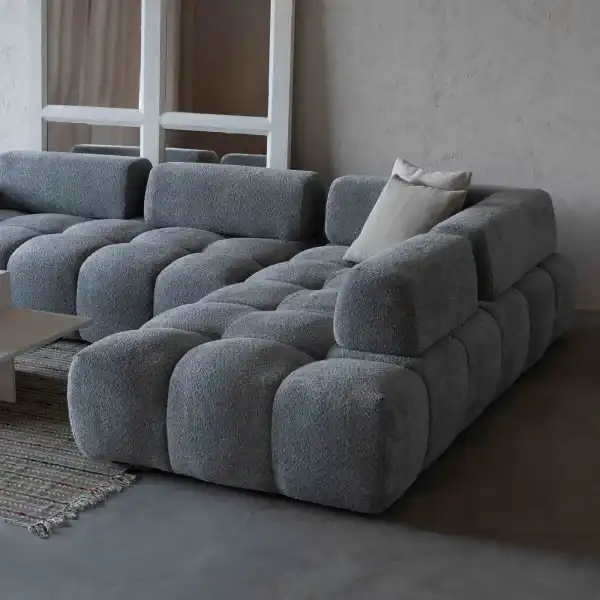 Best Sectional Sofa in Modern Cloud Grey Tufted Low Profile Design