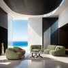 Curved Sofa with Modern Upholstery