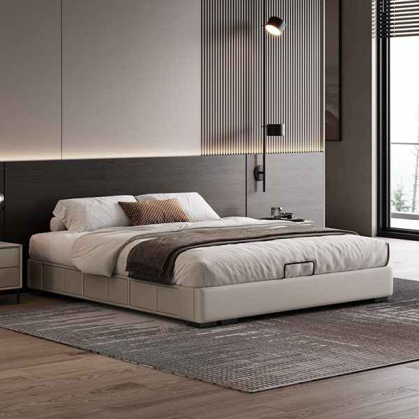 Modern Upholstered Double Bed Frame with Storage