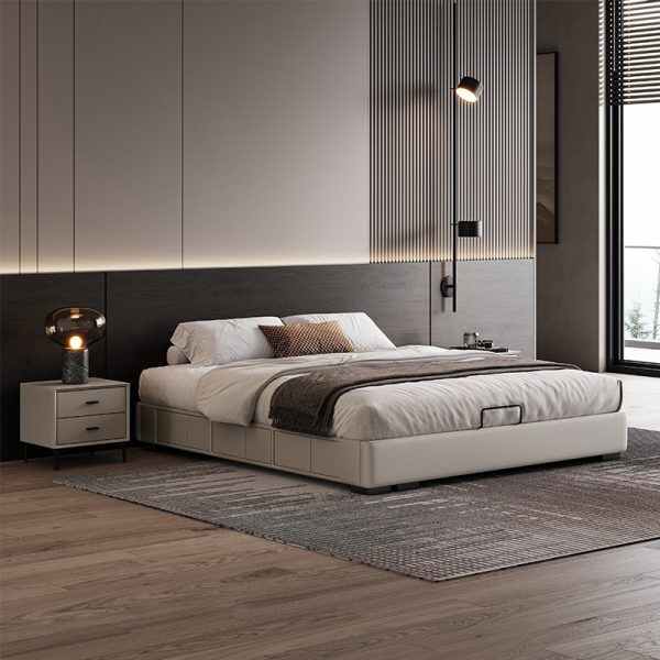 Modern Upholstered Double Bed Frame with Storage