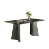 Marble Dinning Table with Polished Surface and Metal Legs